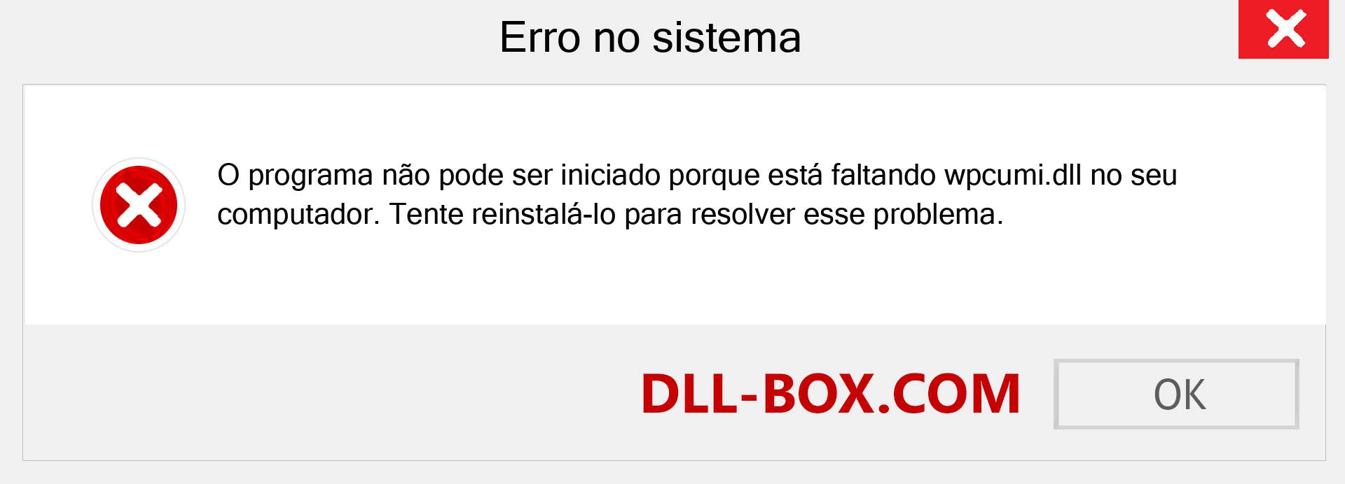 Arquivo wpcumi.dll ausente ?. Download para Windows 7, 8, 10 - Correção de erro ausente wpcumi dll no Windows, fotos, imagens